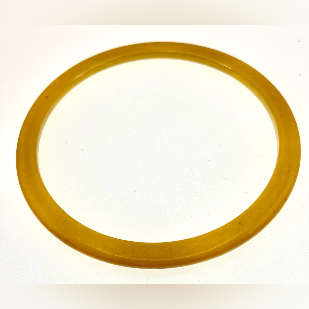 Vintage 1930's Bakelite Golden Yellow Bangle Bracelet Thin Stacker Spacer - Picture 4 of 6